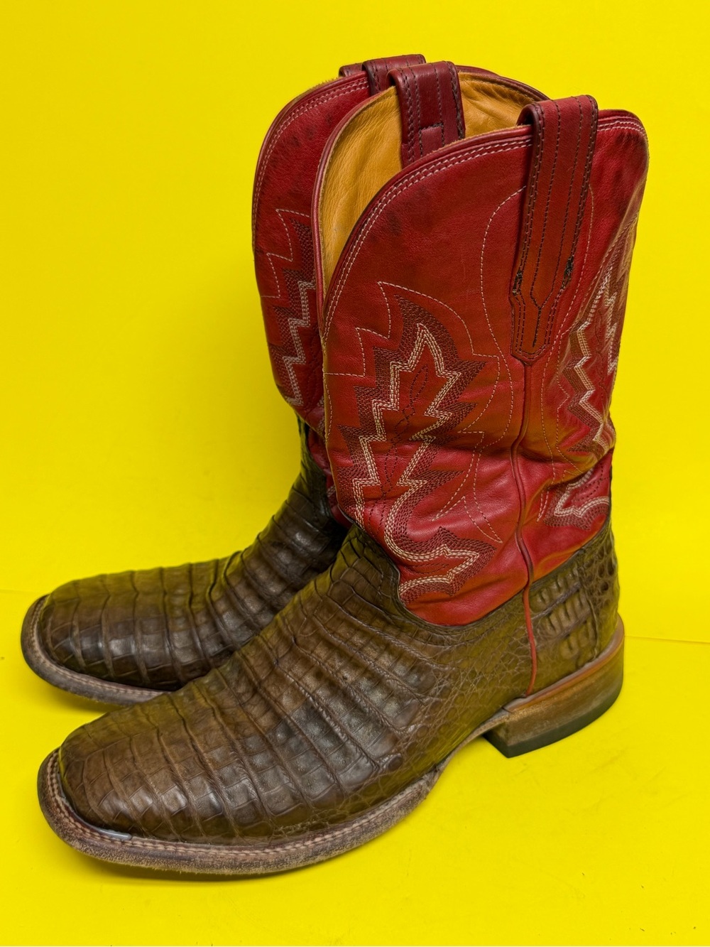Tecovas® Men's William Granite/Red Caiman Square Toe Boots Size 11.5 D $799
